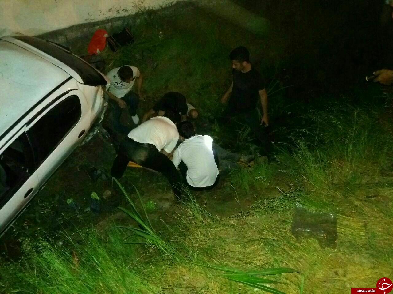 سقوط پژو 206 به داخل نهر آب + تصاویر