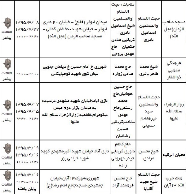 ماه رمضان هیئت کجا برویم؟ + جدول