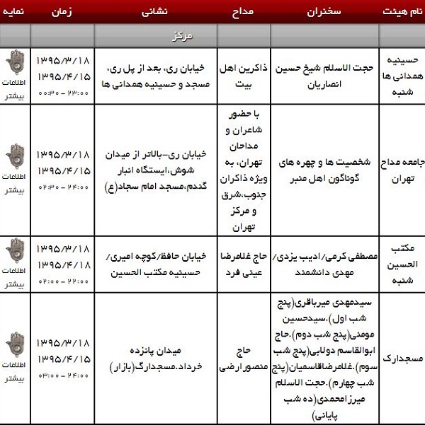 ماه رمضان هیئت کجا برویم؟ + جدول