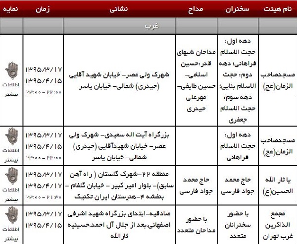ماه رمضان هیئت کجا برویم؟ + جدول