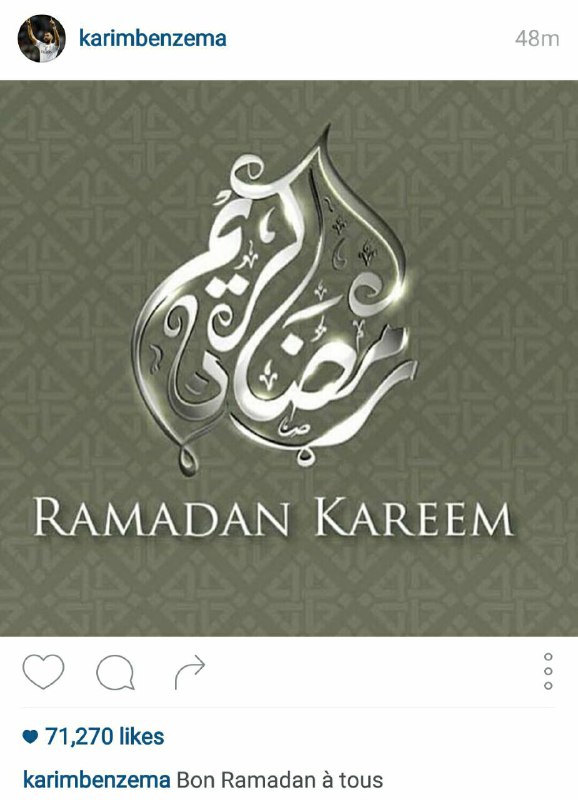تبریک ماه خدا توسط بنزما