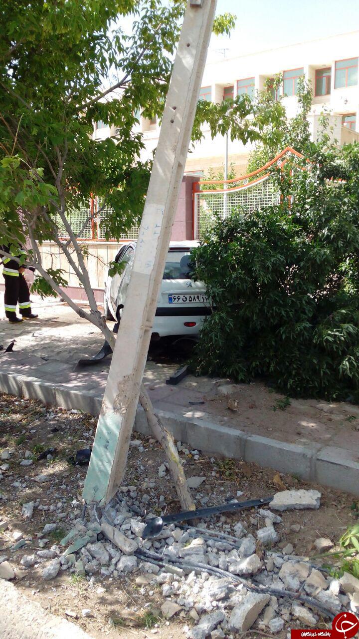 انحراف پژو 206 به داخل پیاده&zwnj;رو + تصاویر
