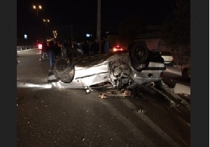 جان باختن یک نفر بر اثر واژگونی خودرو در محور بوکان ـ میاندوآب