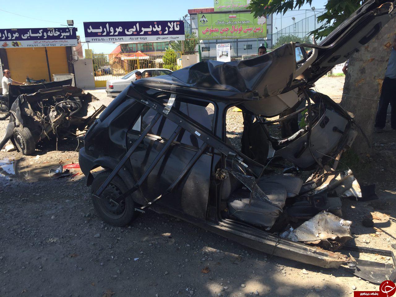 تصاویری از تصادف رنو با دو کشته
