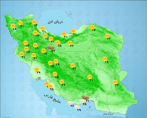 اطلاع از وضع هوای استان ها در یک نگاه + تصویر