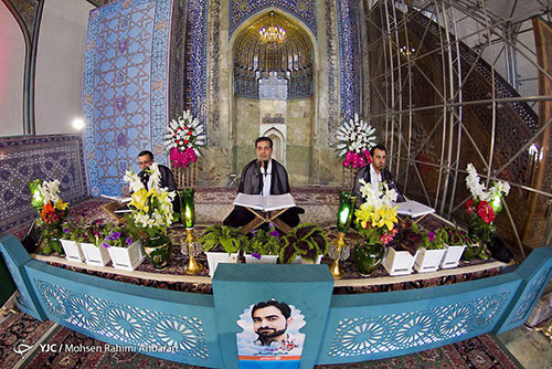 جمع خوانی رمضانی قرآن کریم در مسجد گوهرشاد حرم رضوی+تصاویر