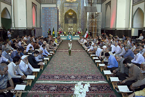 جمع خوانی رمضانی قرآن کریم در مسجد گوهرشاد حرم رضوی+تصاویر