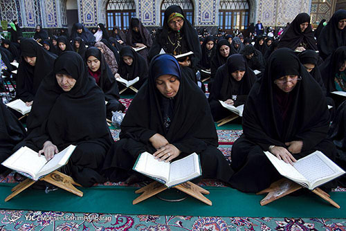 جمع خوانی رمضانی قرآن کریم در مسجد گوهرشاد حرم رضوی+تصاویر