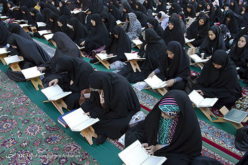 جمع خوانی رمضانی قرآن کریم در مسجد گوهرشاد حرم رضوی+تصاویر