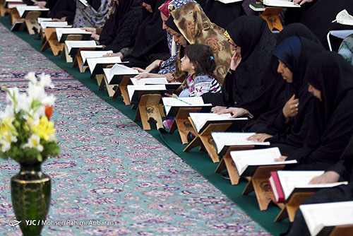جمع خوانی رمضانی قرآن کریم در مسجد گوهرشاد حرم رضوی+تصاویر