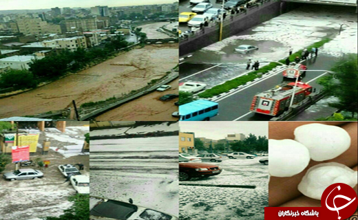 بارش شدید باران و تگرگ در تبریز+تصاویر