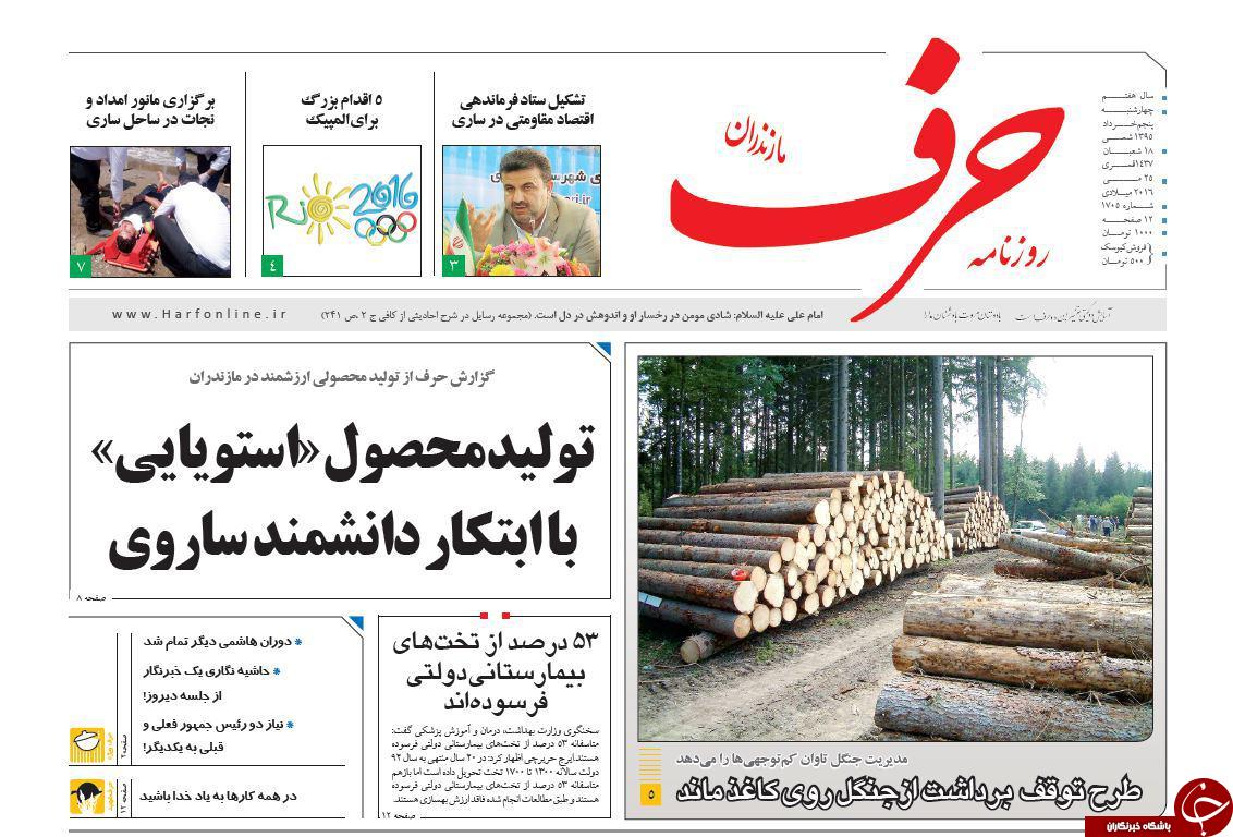 صفحه نخست روزنامه های استان چهارشنبه 5 خرداد ماه صفحه نخست روزنامه های استان چهارشنبه 5 خرداد ماه