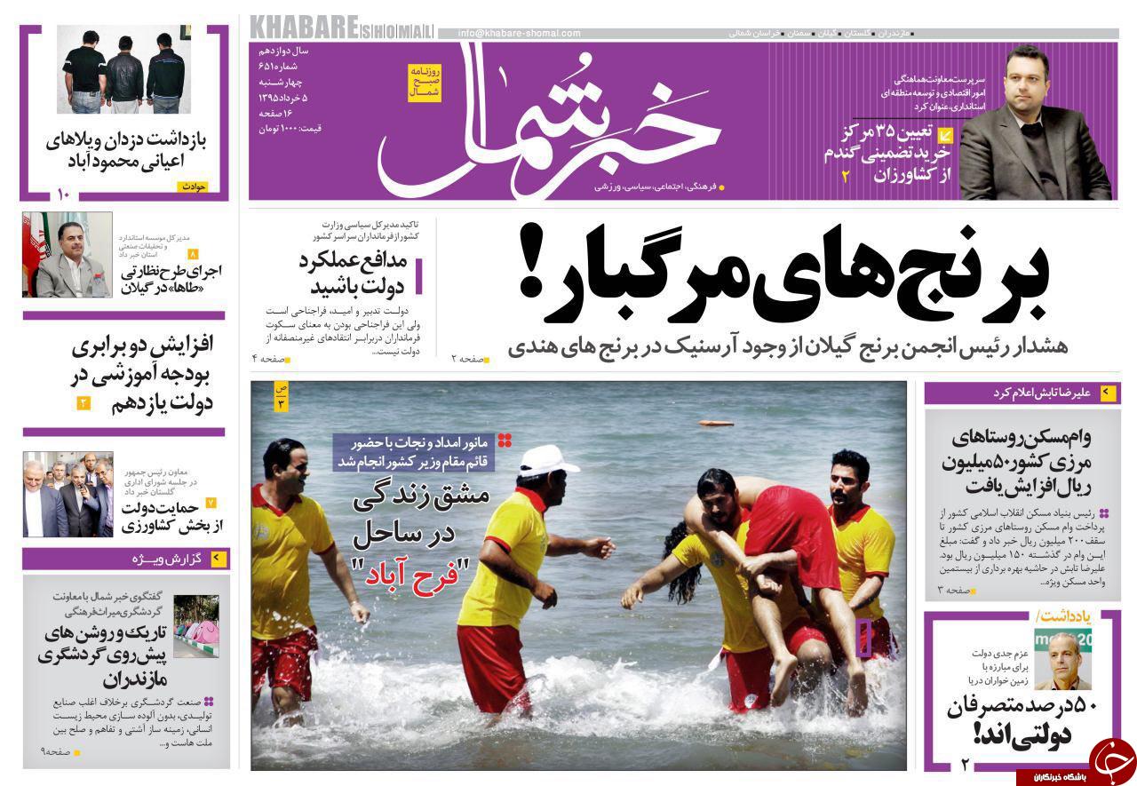 صفحه نخست روزنامه های استان چهارشنبه 5 خرداد ماه صفحه نخست روزنامه های استان چهارشنبه 5 خرداد ماه