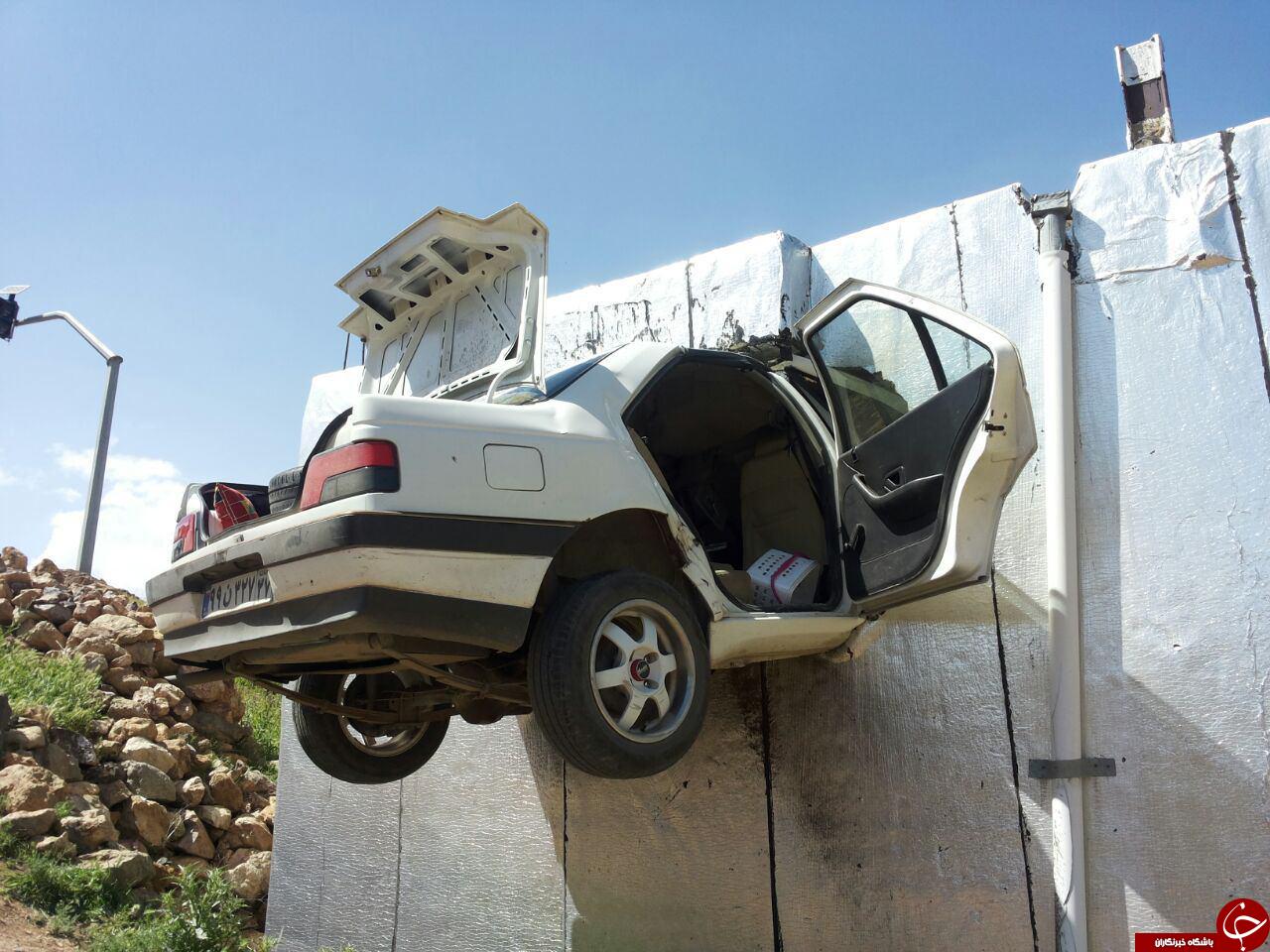 پرواز خودرو در یک حادثه رانندگی نادر + تصاویر
