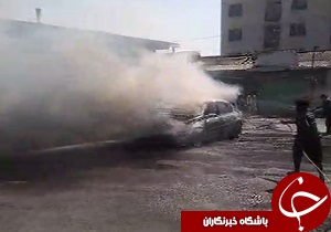 شهروندخبرنگار:خودرو مگان در آتش سوخت + فیلم