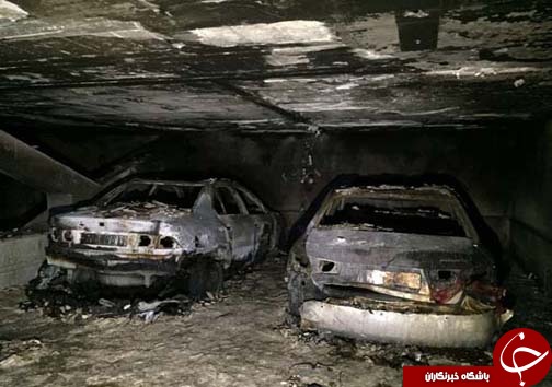 مصدوم شدن یک آتش نشان در آتش سوزی پارکینگ