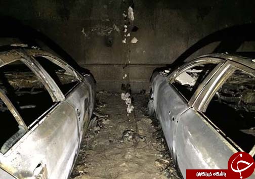 مصدوم شدن یک آتش نشان در آتش سوزی پارکینگ