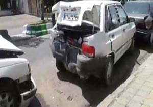 تصادف وحشتناک زنجیره ای در خیابان! + فیلم