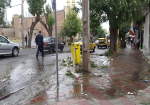 آبگرفتگی خیابان باهنر در اثر گرفتگی جوی آب + تصاویر