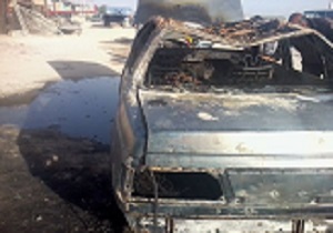 سوختگی شدید راننده در انفجار کپسول گاز خودرو در کرمانشاه
