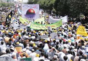 مومنان هرمزگانی فریاد حمایت از فلسطین را سردادند
