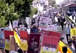 راهپیمایی روز جهانی قدس در چهارراه ولیعصر(عج) تهران + فیلم