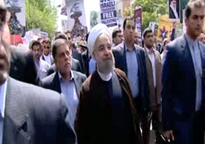 حضور رئیس جمهوری در راهپیمایی روز جهانی قدس + فیلم