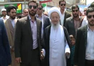 حضور آیت‌الله مکارم شیرازی در راهپیمایی روز قدس + فیلم