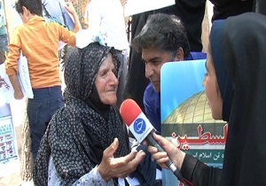 مادری دلسوز و سال خورده در راهپیمایی روز قدس