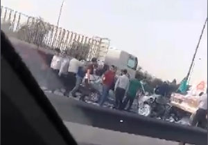برخورد مرگبار پرشیا با تریلی حامل گچ + فیلم
