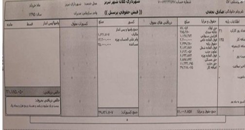 شهردار تبریز فیش حقوقی خود را منتشر کرد+تصاویر