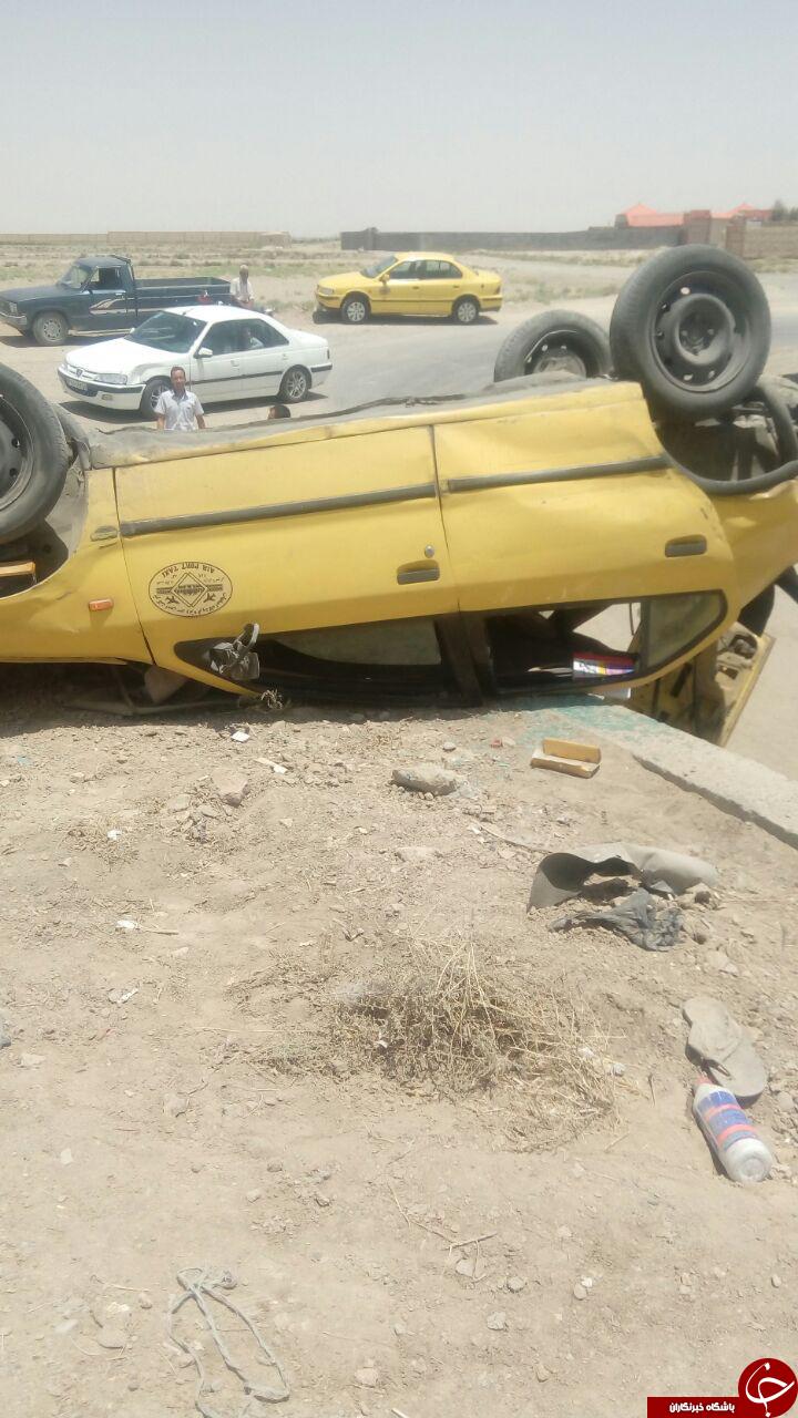 سرعت بالا، تاکسی سمند را واژگون کرد + تصاویر