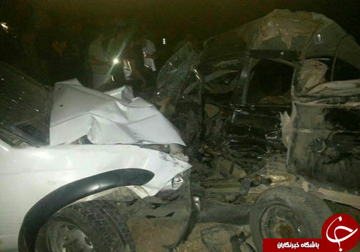 مرگ دلخراش دو نفر بر اثر تصادف سه خودرو+عکس