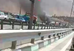 یک دستگاه 206 در جاده آبعلی سوخت + فیلم