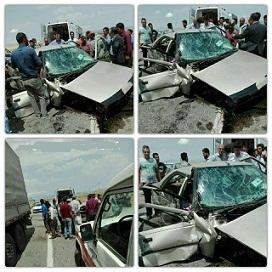 واژگونی پژو و مصدوم شدن چهار تن
