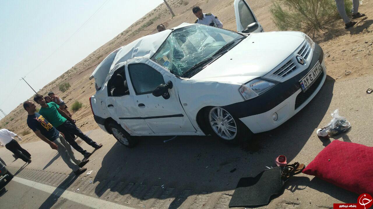 واژگونی خودرو در محور گناباد &ndash; تربت حیدریه حادثه ساز شد+ تصویر