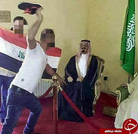 پرتاب لنگه کفش به تندیس شاه سعودی در عراق  + تصویر