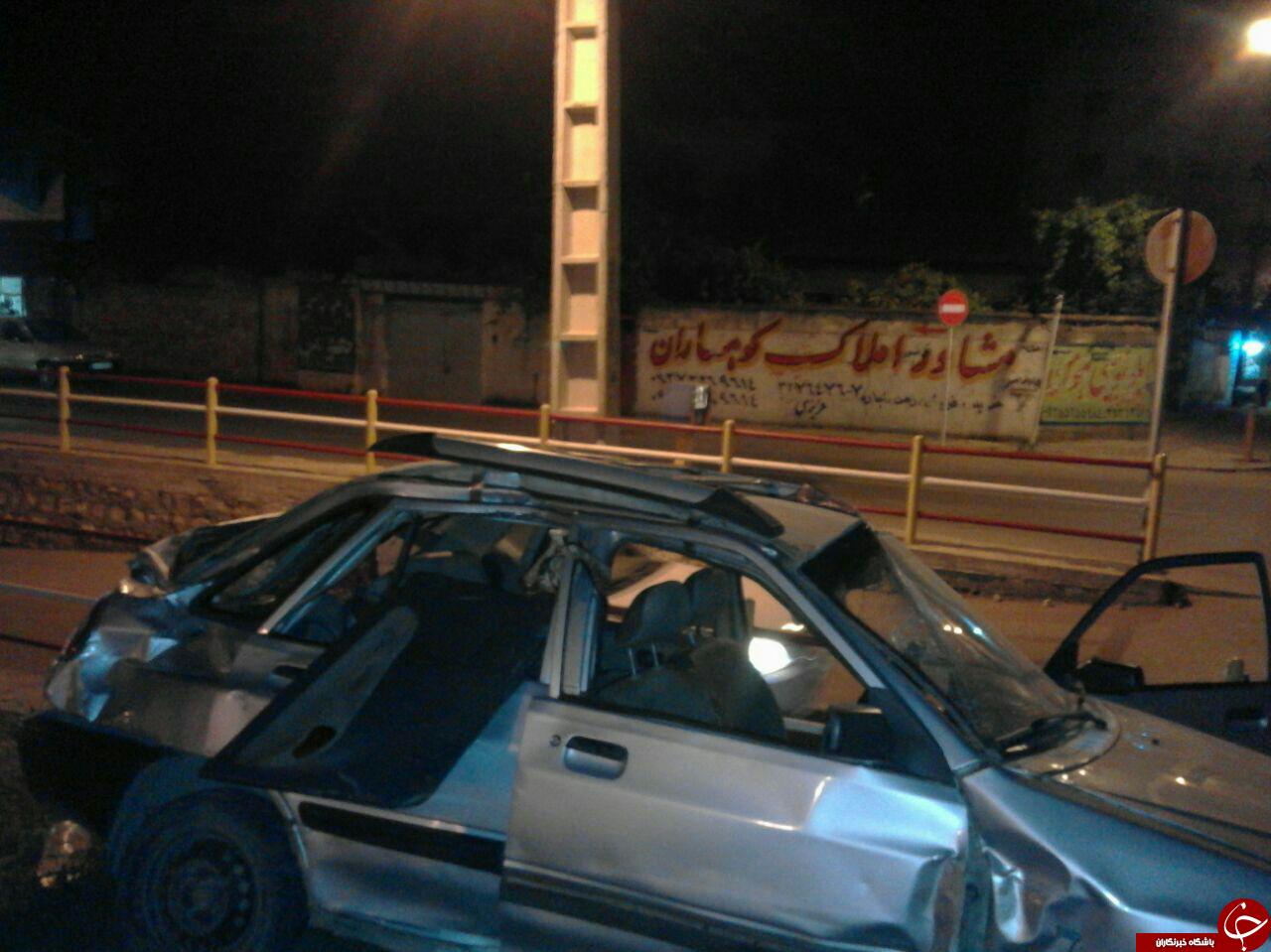 برخورد دلخراش پراید با قطار + تصاویر