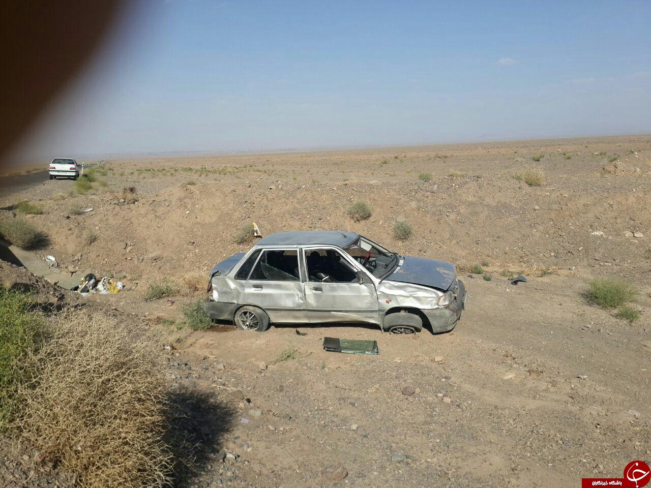 دو مصدوم در حادثه واژگونی پراید + تصویر