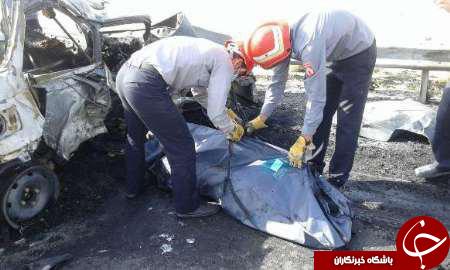 آتش تصادف 4 نفر را در خود سوزاند