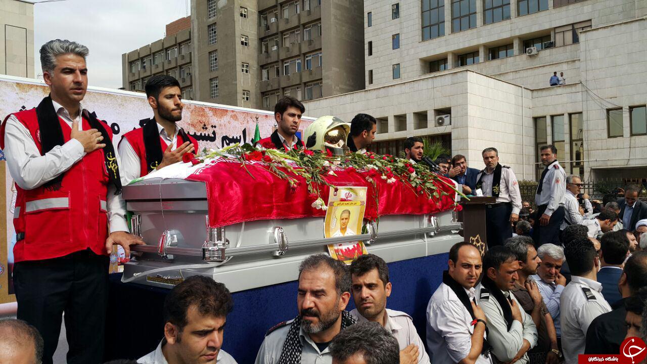 مراسم تشییع پیکر آتش نشان شهید 