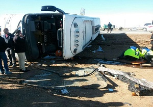 واژگونی اتوبوس با 40 سرنشین در شیروان
