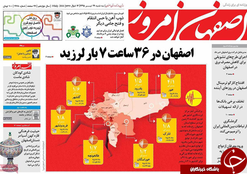 صفحه نخست روزنامه های استان&zwnj; اصفهان سه شنبه 29 تیرماه