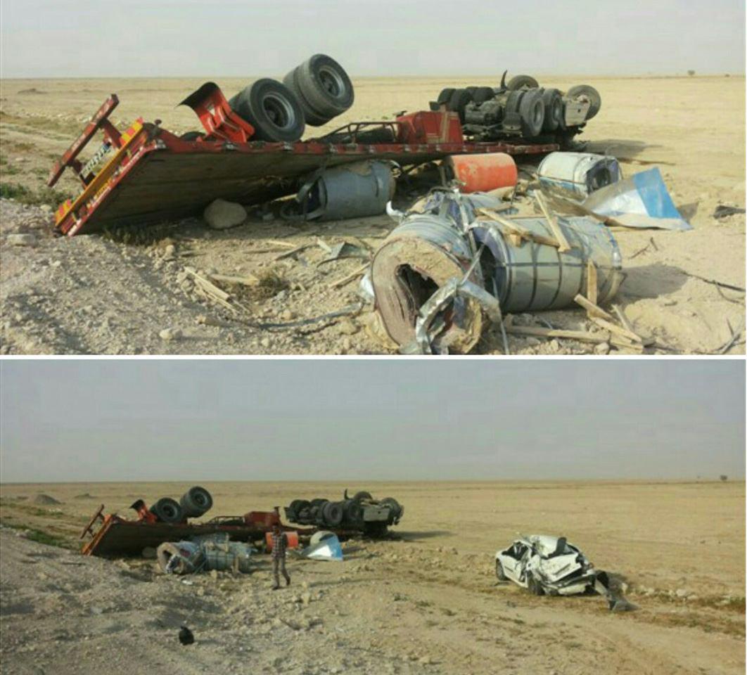 خواب آلودگی علت جان باختن راننده تریلر در حادثه رانندگی