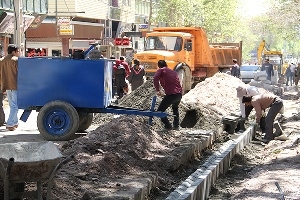 انجام عملیات اجرایی پیاده راه خیام جنوبی