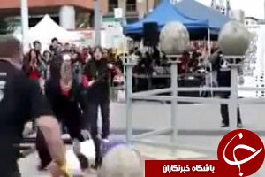 لحظه دلخراش شکسته شدن کمر شرکت کننده در مسابقه قوی ترین مردان + فیلم