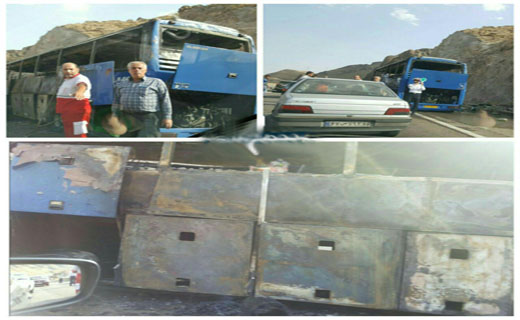 آتش گرفتن اتوبوسی که ختم به خیر شد+ عکس
