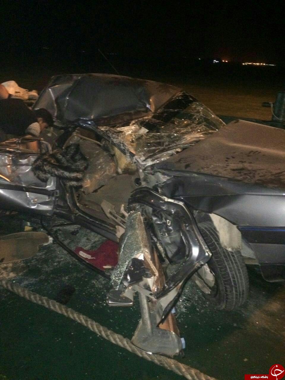 تصاویری از تصادف مرگبار پژو 405 با تریلی