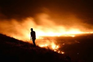 مهار آتش سوزی در کوه راستوند شازند+تصاویر