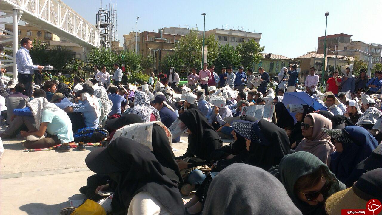 فیلمی از سومین روز تجمع دانشجویان صنعت نفت در مقابل مجلس + تصاویر